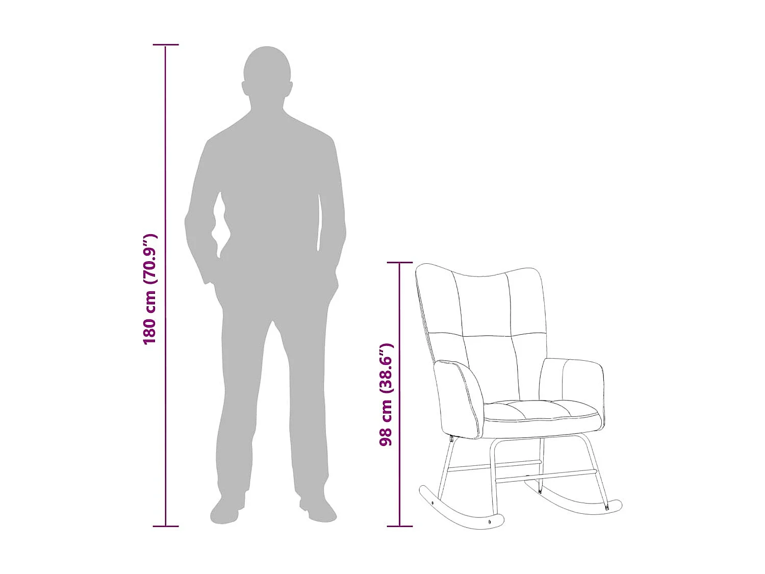 Schaukelstuhl Dunkelgrau Samt