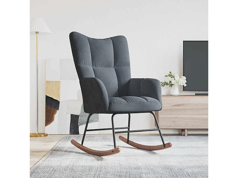 Chaise à bascule Gris foncé Velours