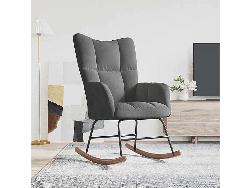 Chaise à bascule Gris foncé Velours
