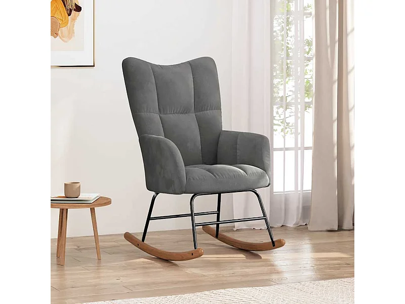 Chaise à bascule Gris foncé Velours