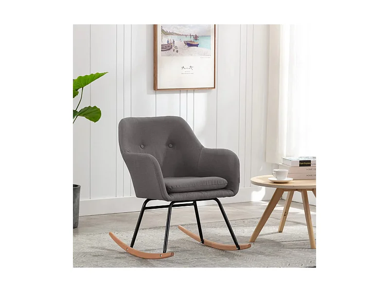 Schaukelstuhl Hellgrau Stoff