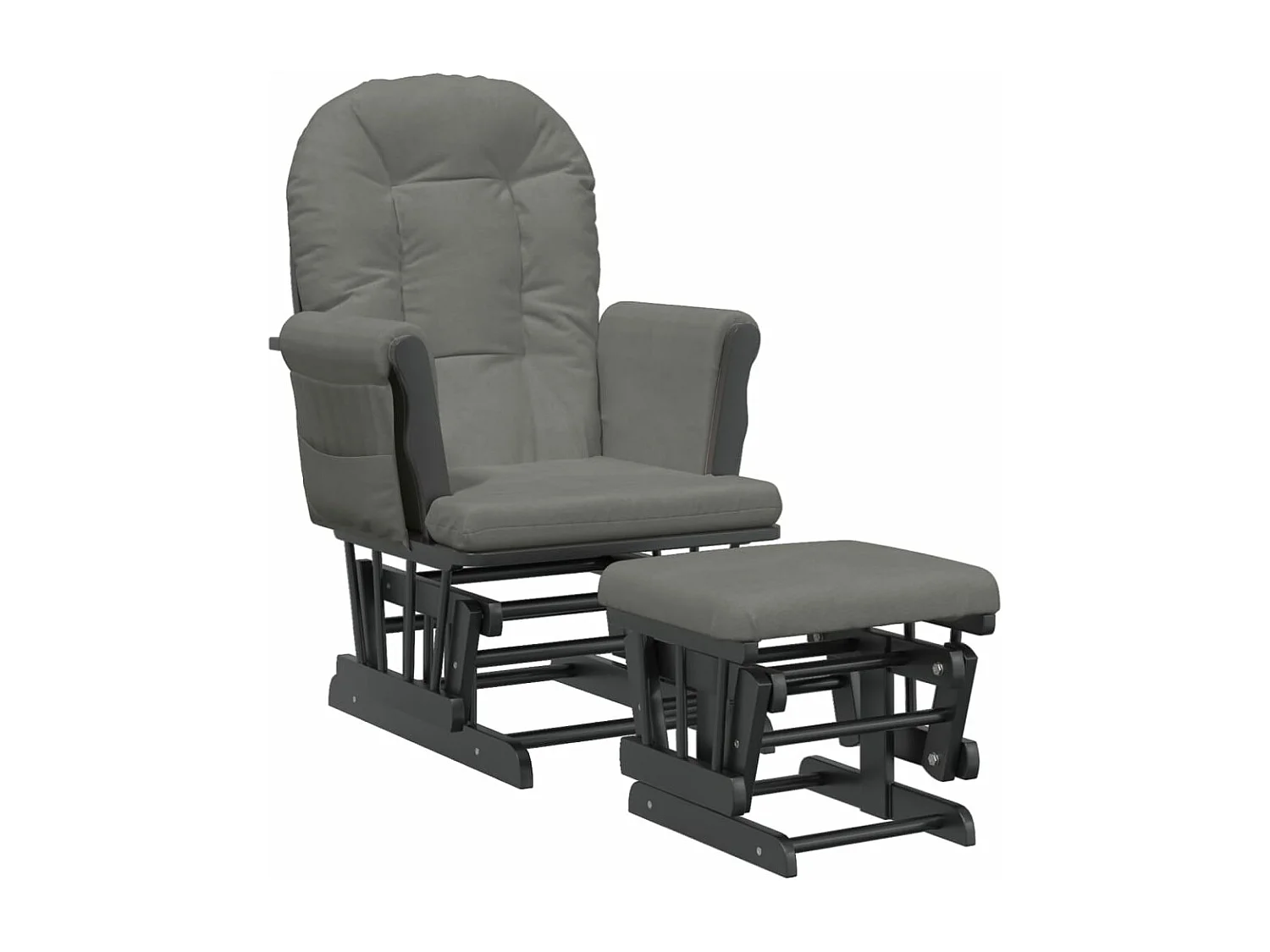 Chaise berçante avec repose-pied Gris foncé Tissu