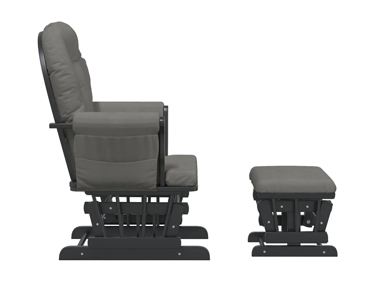 Chaise berçante avec repose-pied Gris foncé Tissu