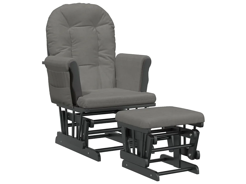 Schaukelsessel mit Hocker Gleitend Dunkelgrau Stoff