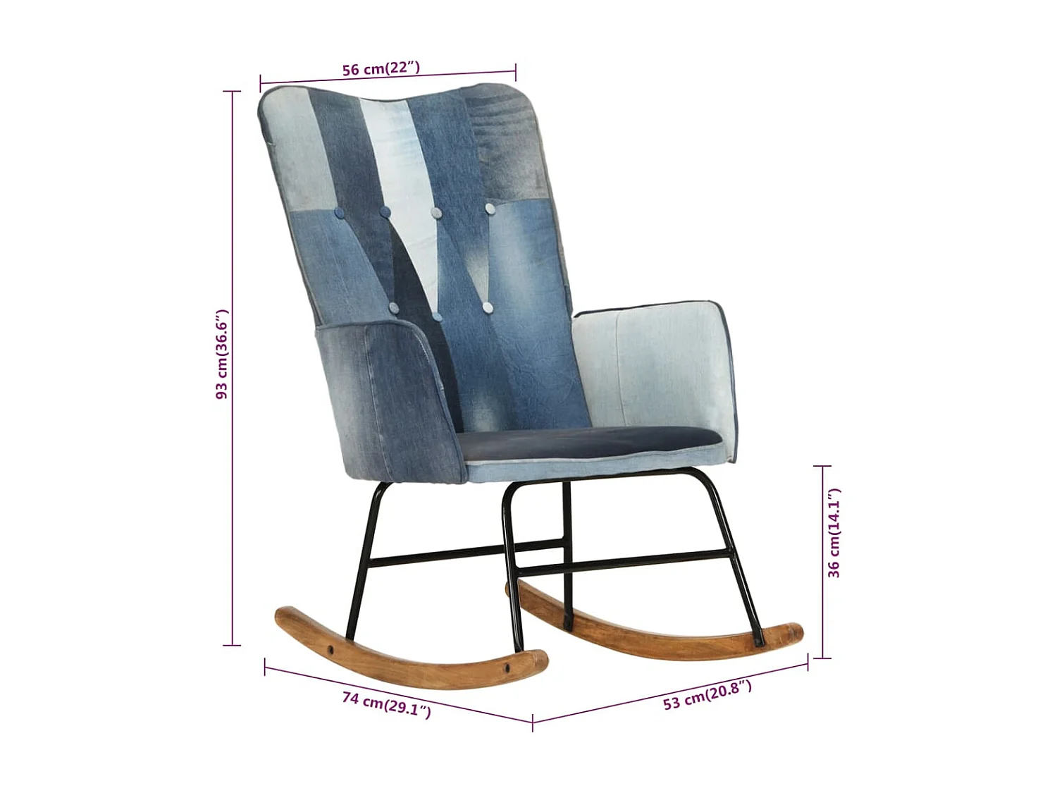 Chaise à bascule Denim Bleu Toile patchwork