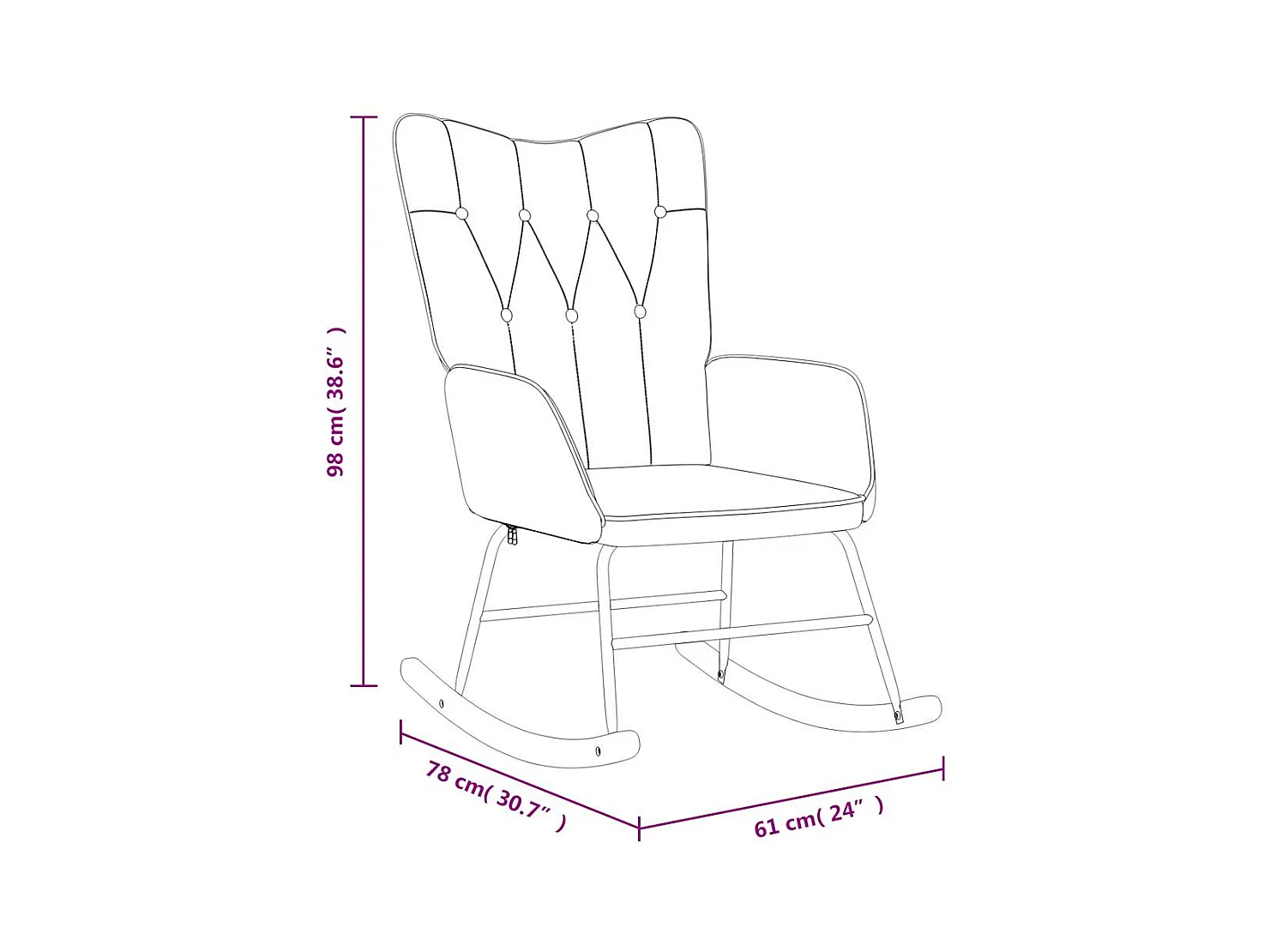 Chaise à bascule avec repose-pied Gris foncé Tissu