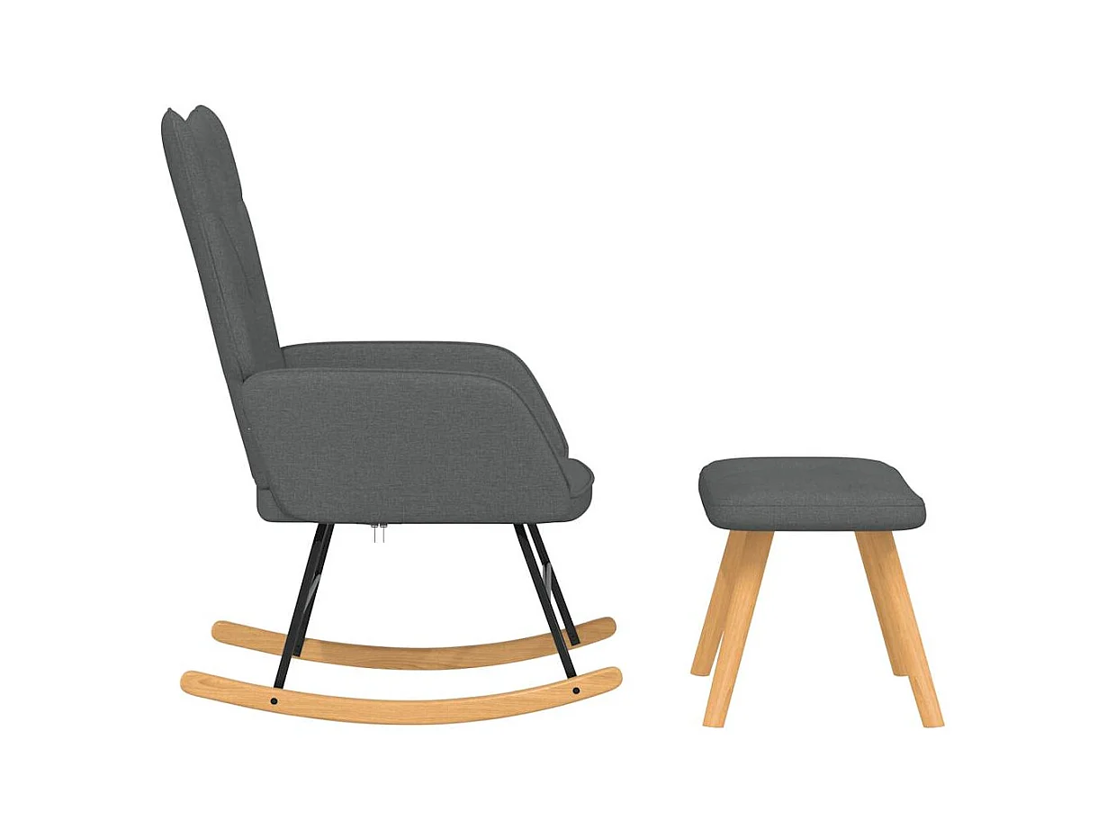 Chaise à bascule avec repose-pied Gris foncé Tissu
