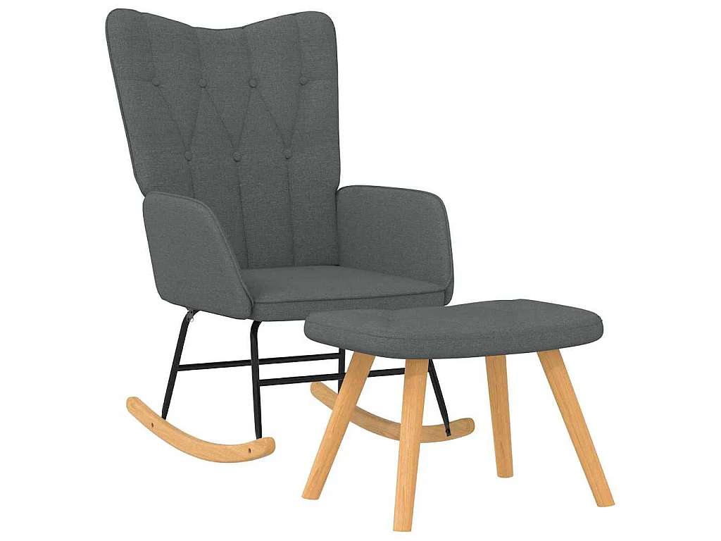 Chaise à bascule avec repose-pied Gris foncé Tissu