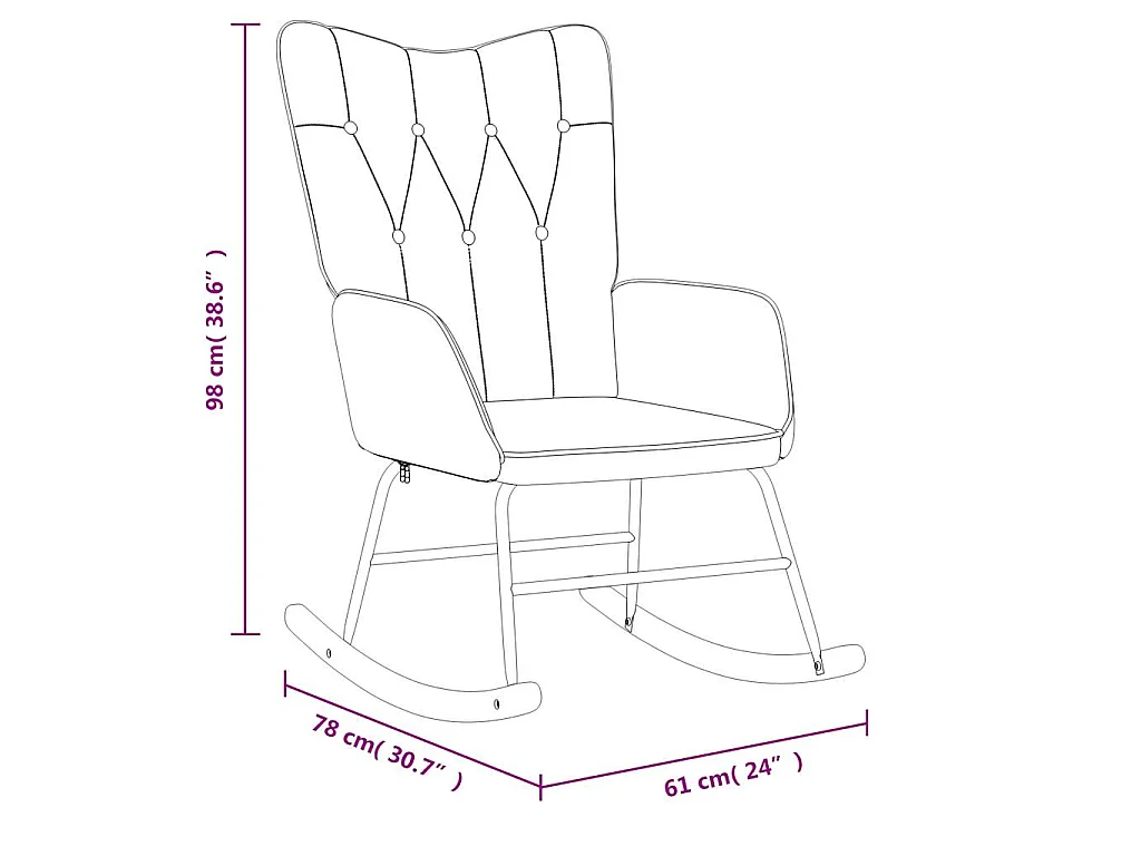 Chaise à bascule avec repose-pied Gris foncé Tissu