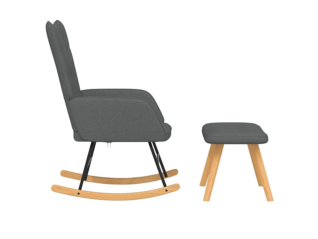 Chaise à bascule avec repose-pied Gris foncé Tissu