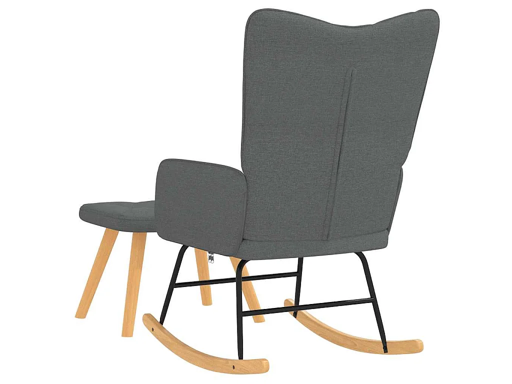 Chaise à bascule avec repose-pied Gris foncé Tissu