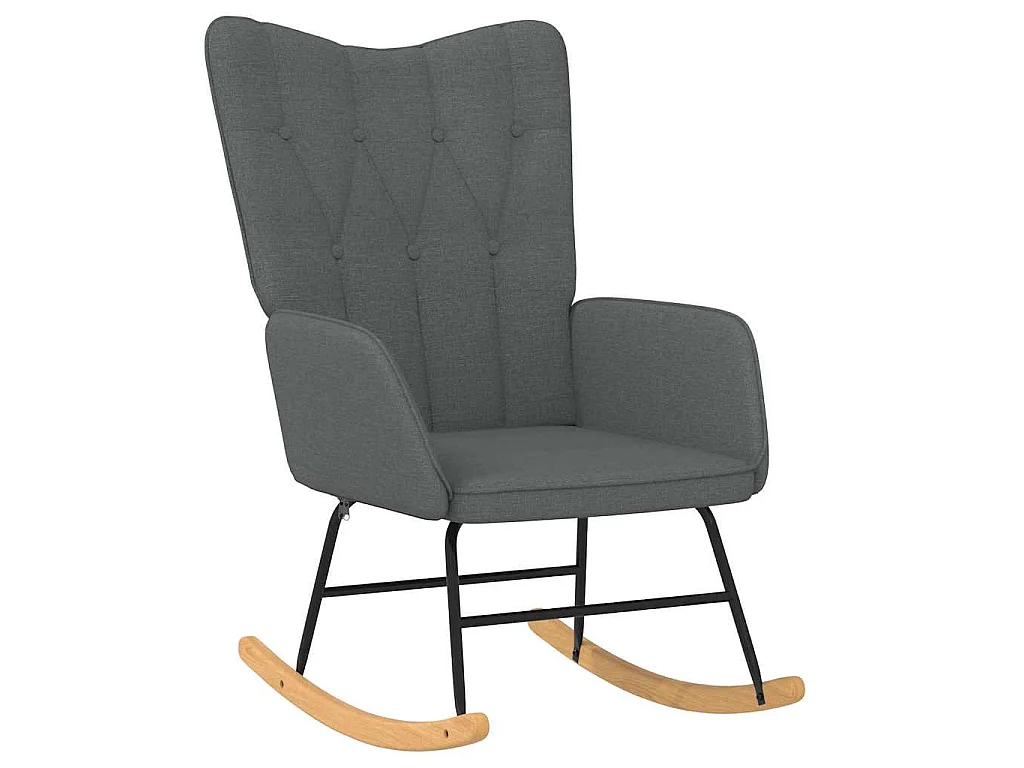 Chaise à bascule avec repose-pied Gris foncé Tissu