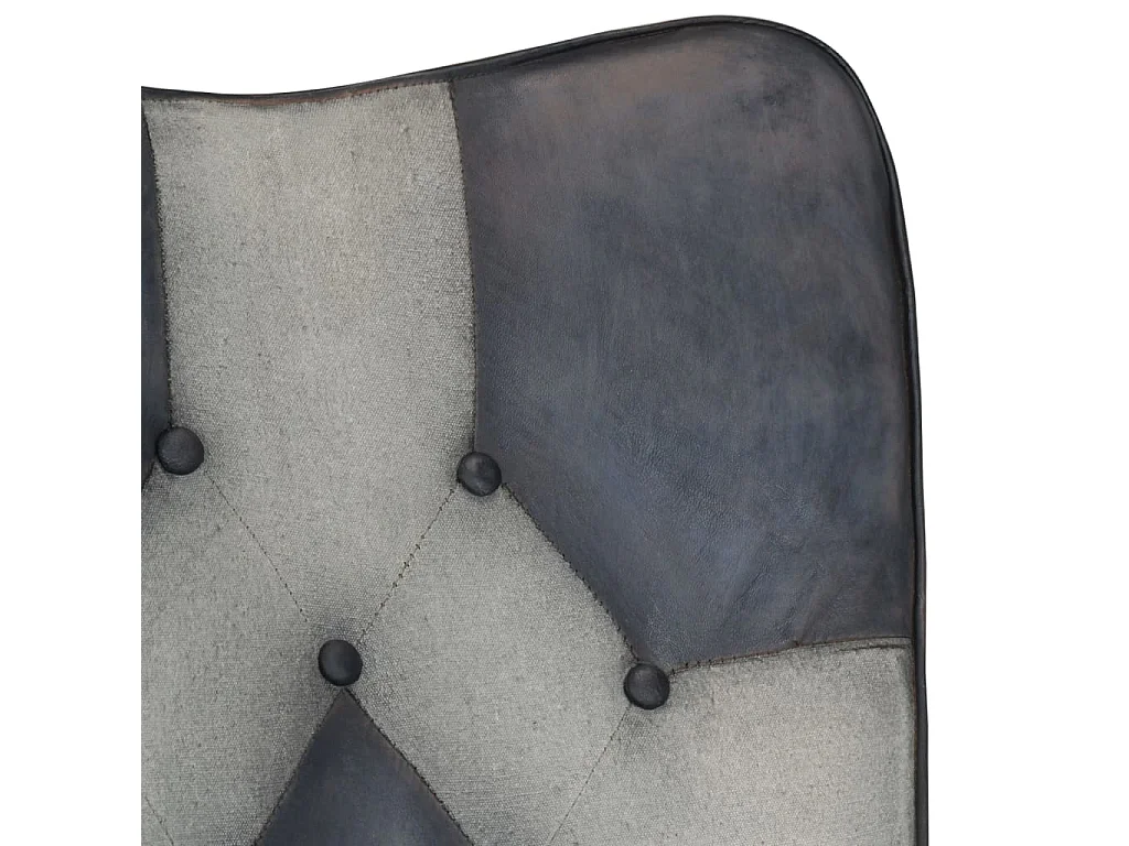 Chaise à bascule Gris Cuir véritable et toile