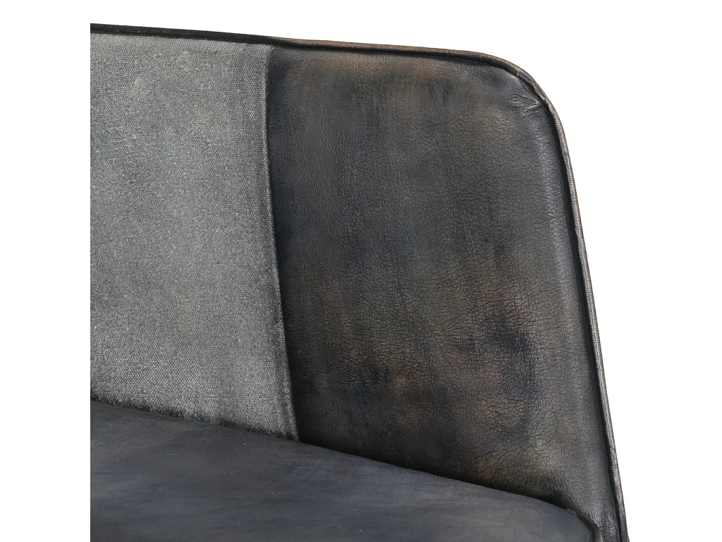 Chaise à bascule Gris Cuir véritable et toile