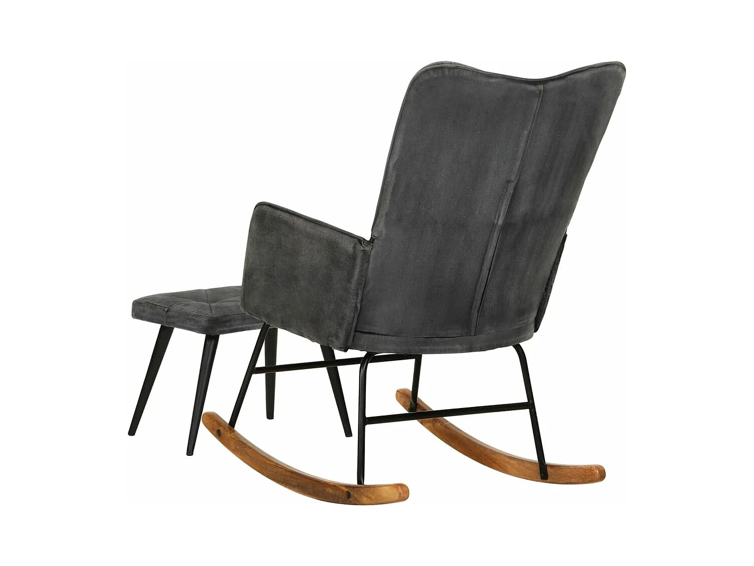 Chaise à bascule avec repose-pied Noir vintage Toile