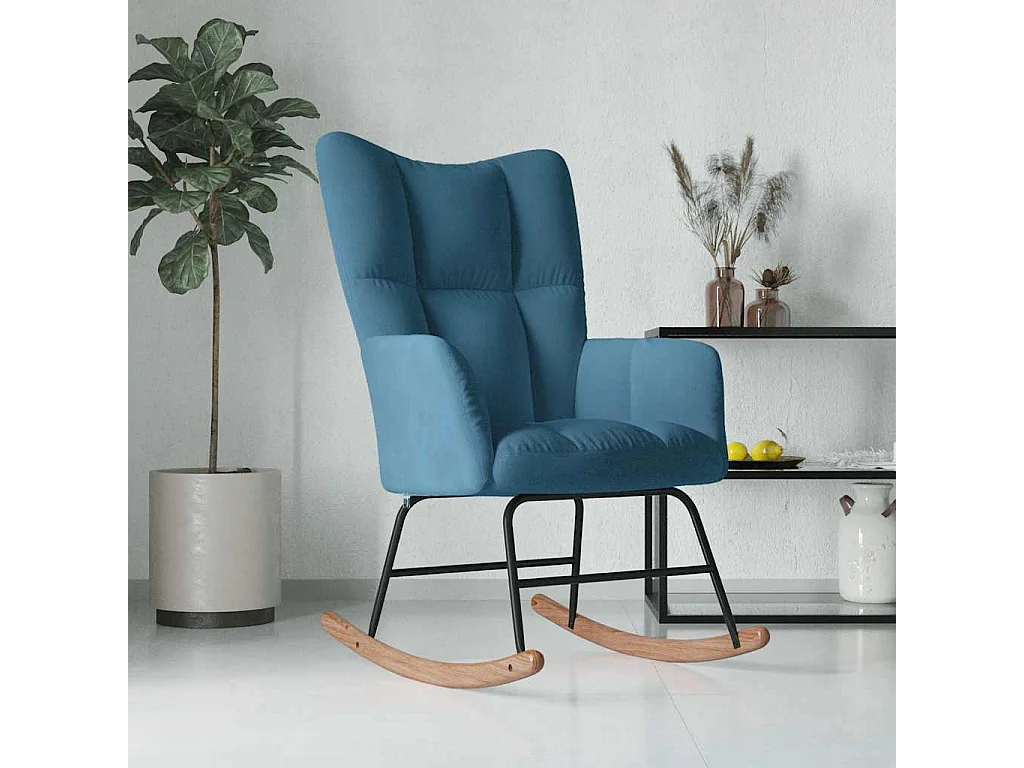 Schommelstoel fluweel blauw