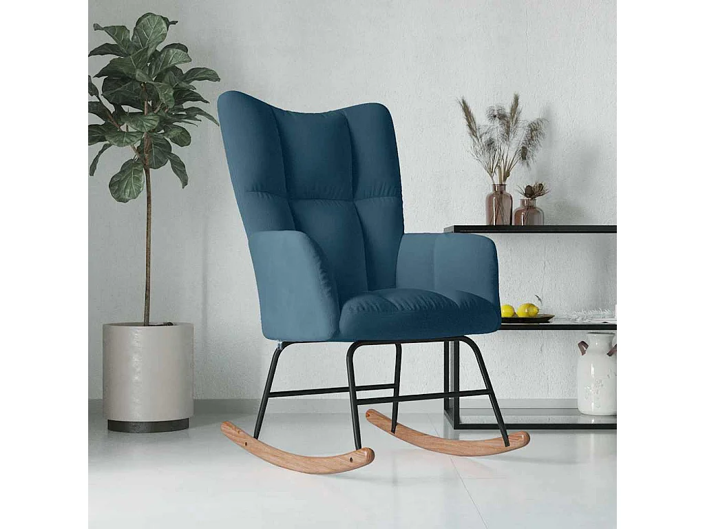 Chaise à bascule Bleu Velours