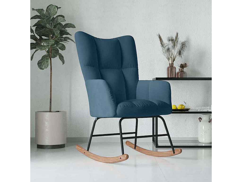 Schaukelstuhl Blau Samt