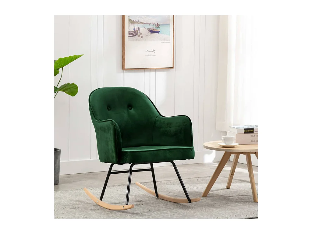 Chaise à bascule Vert foncé Velours