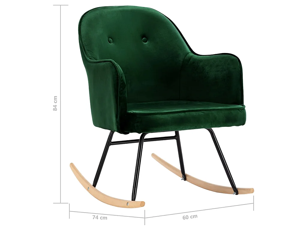 Chaise à bascule Vert foncé Velours
