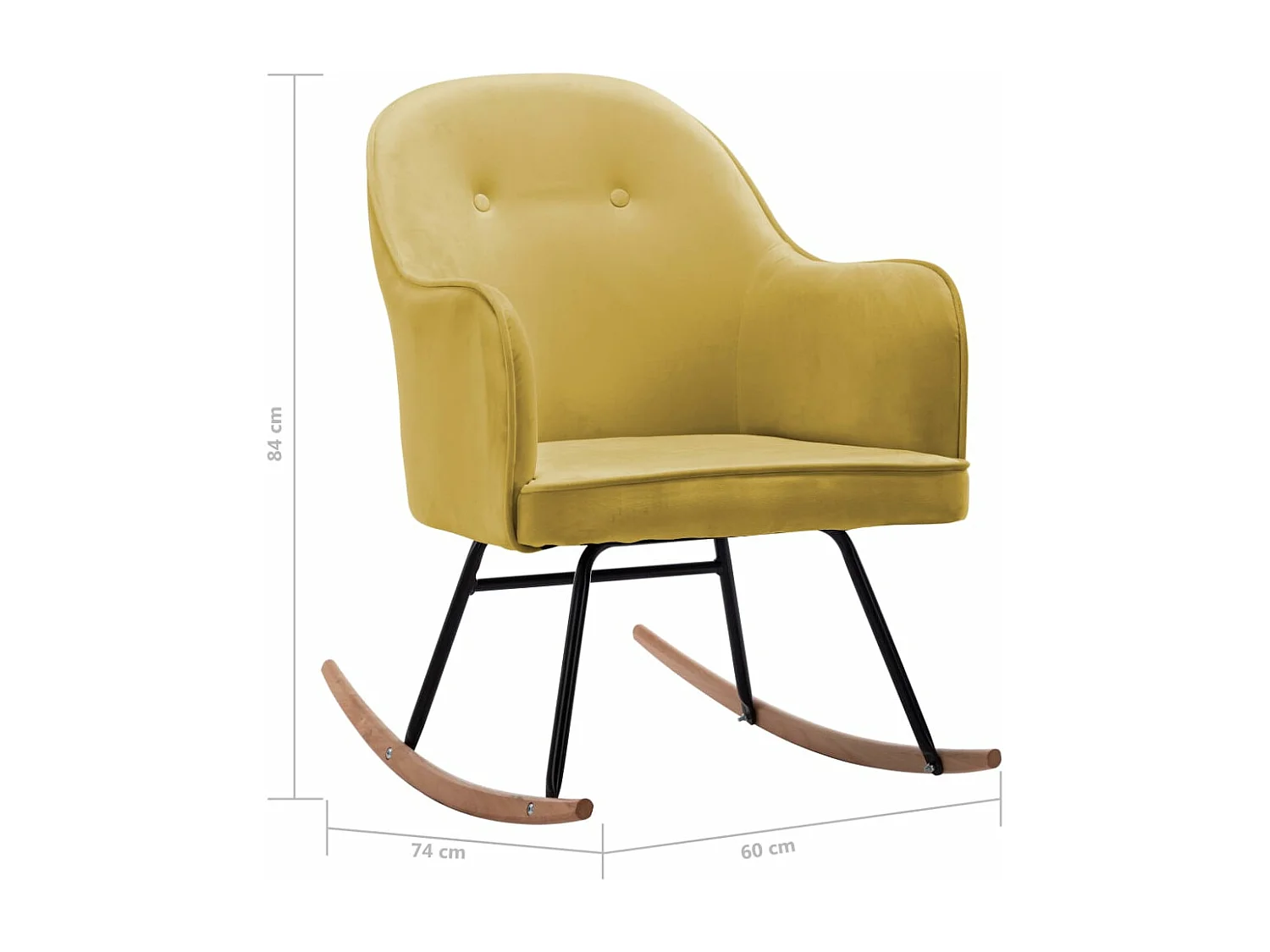 Chaise à bascule Jaune moutarde Velours