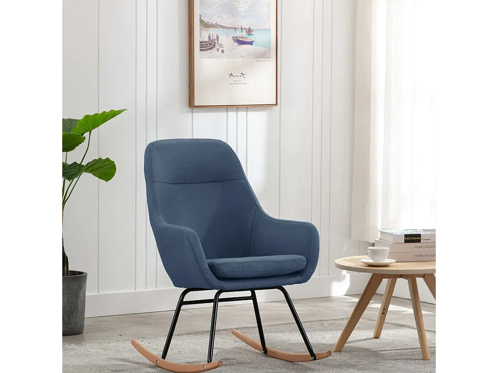 Chaise à bascule Bleu Tissu