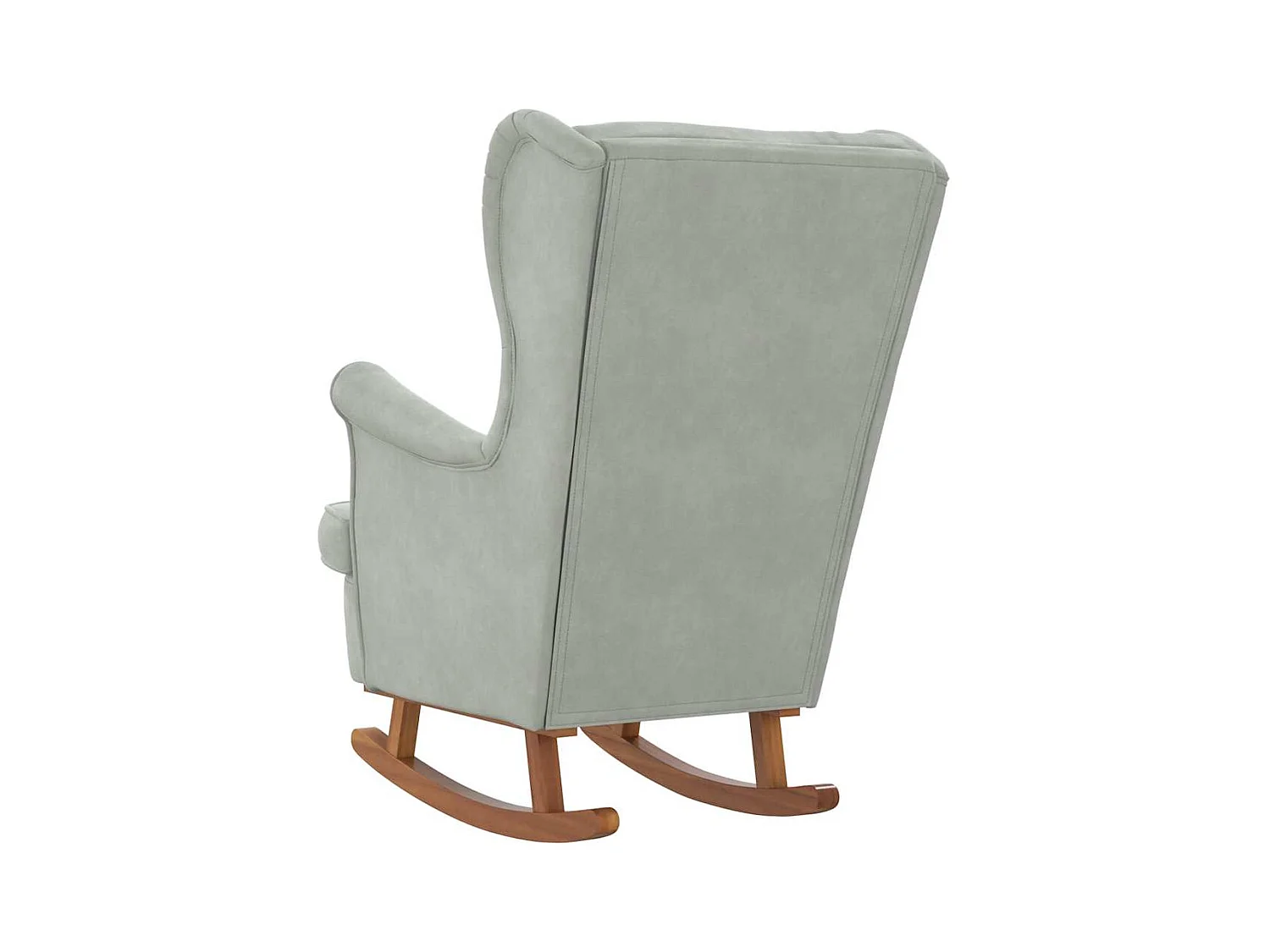 Fauteuil à bascule à oreilles en velours gris clair bois massif