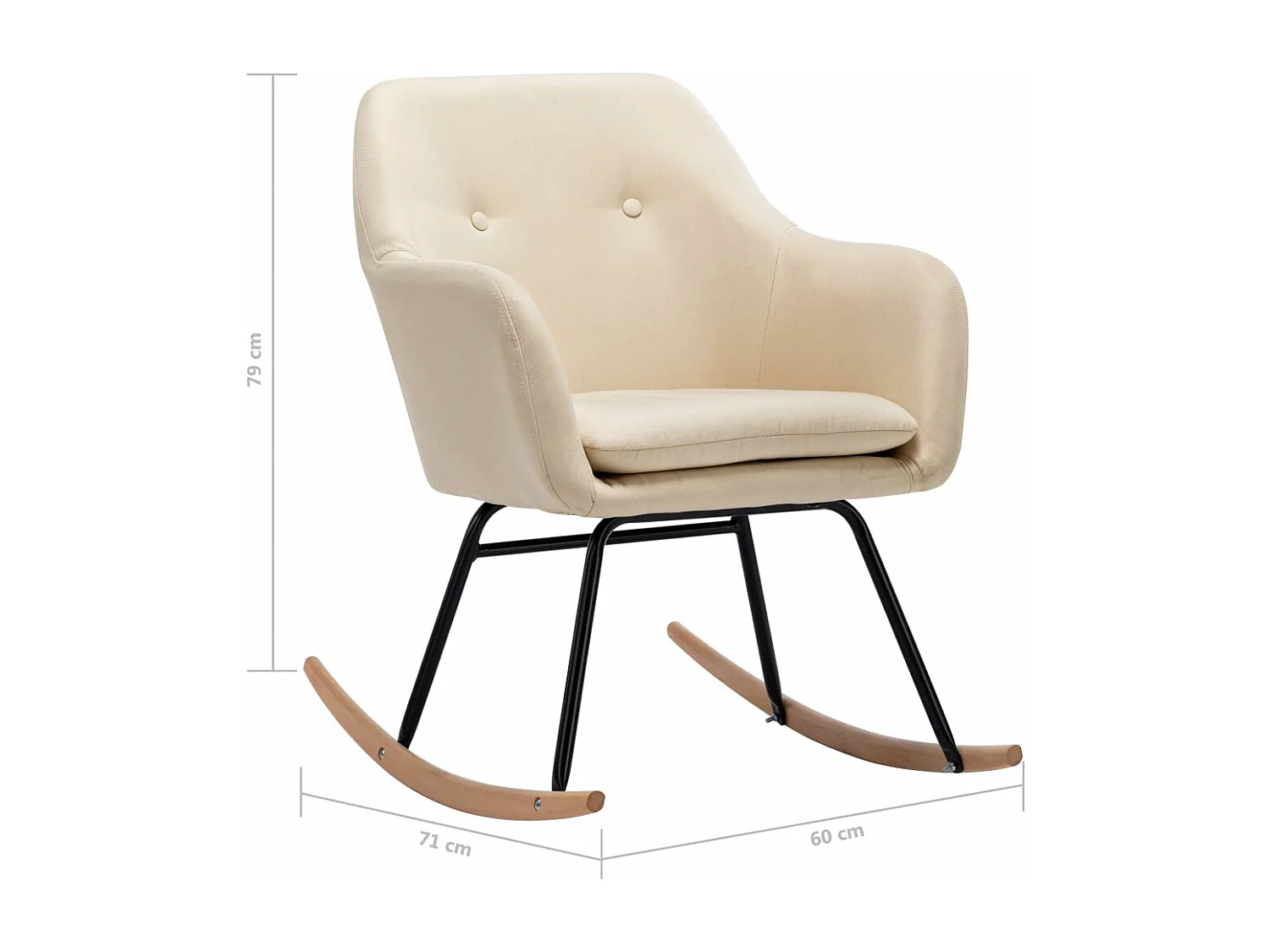 Schaukelstuhl Creme Stoff