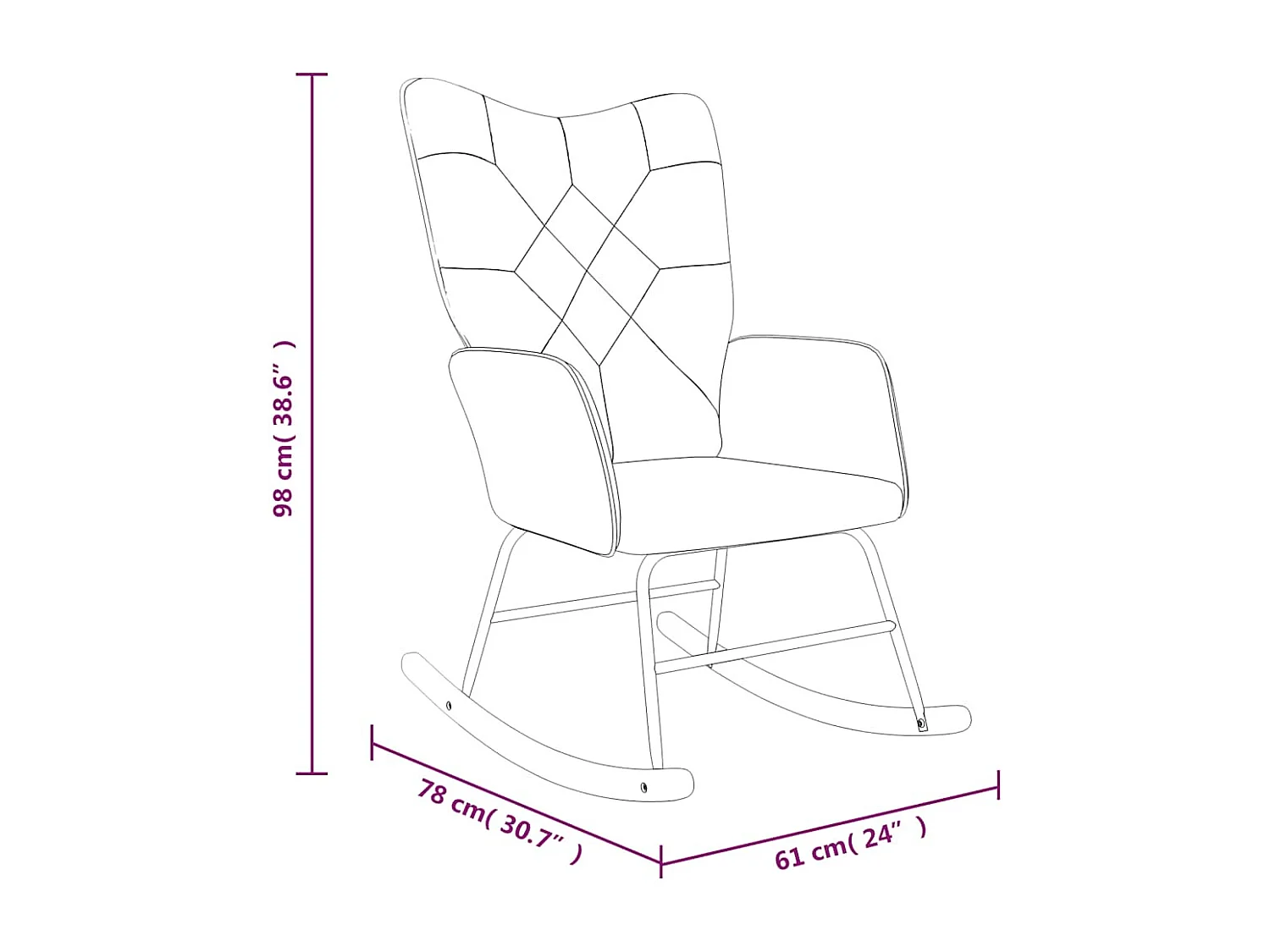 Silla mecedora de tela Patchwork