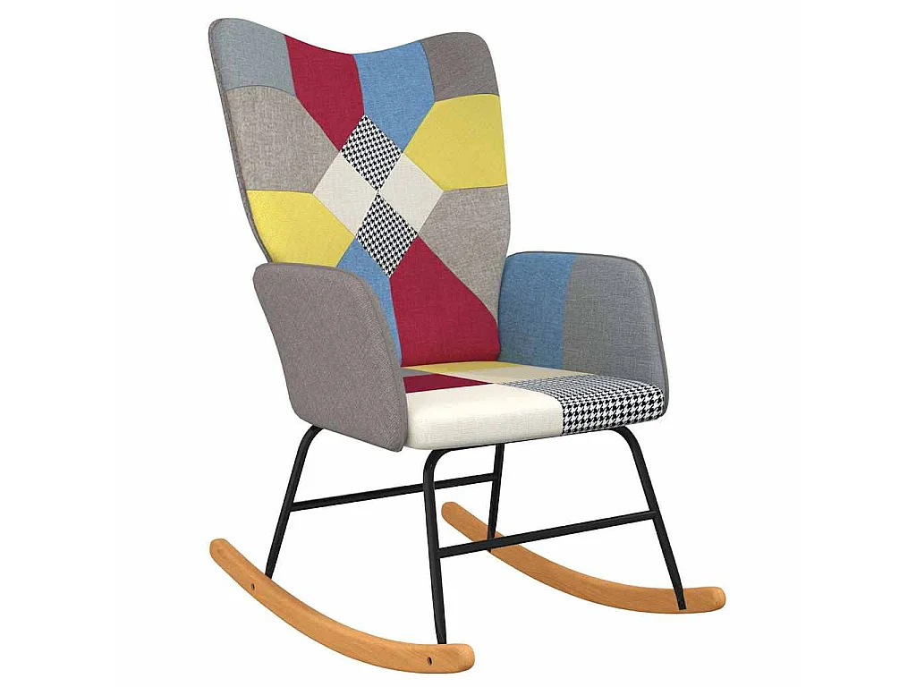 Silla mecedora de tela Patchwork