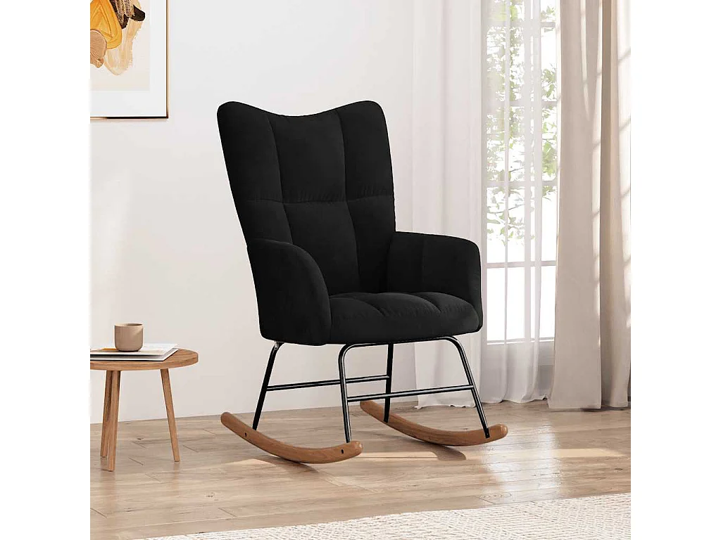 Schommelstoel fluweel zwart