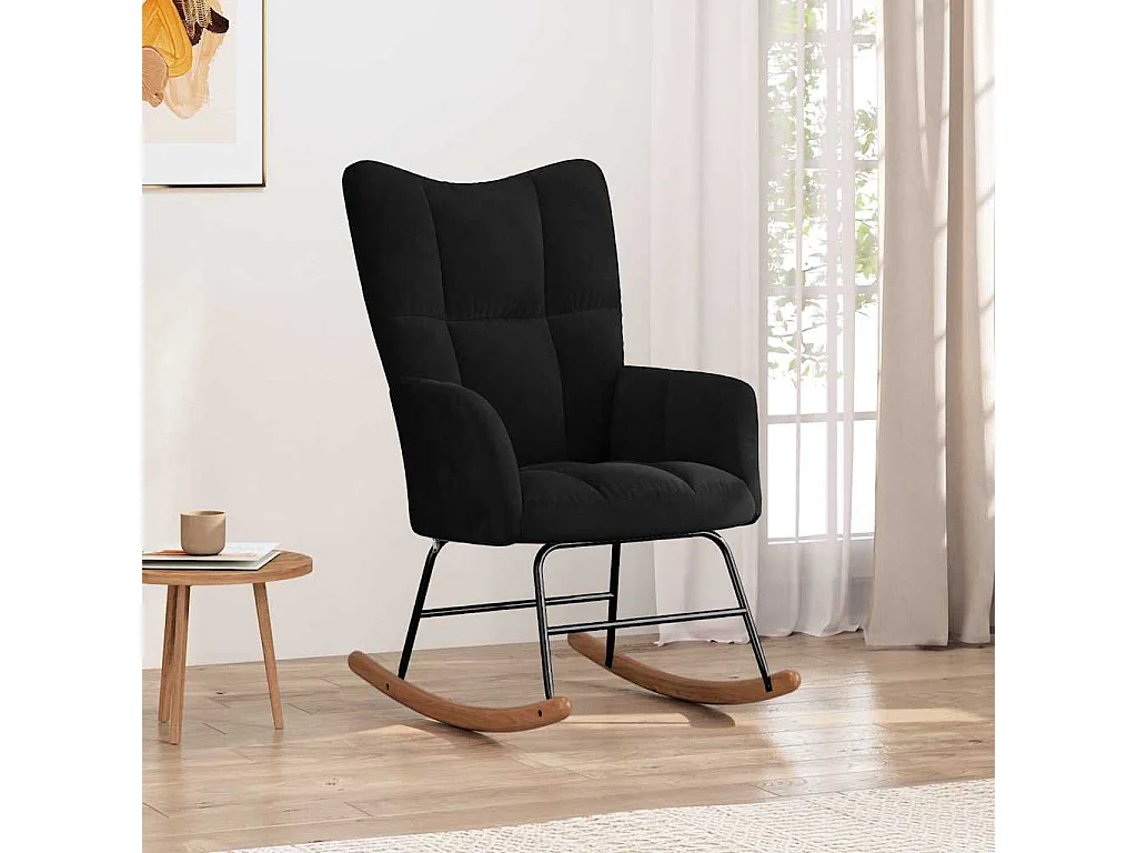 Schommelstoel fluweel zwart