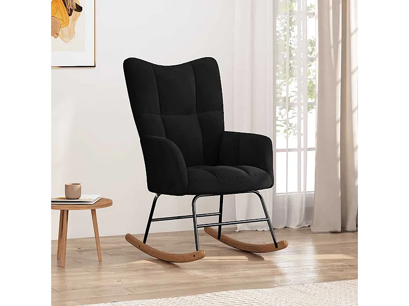 Schaukelstuhl Schwarz Samt