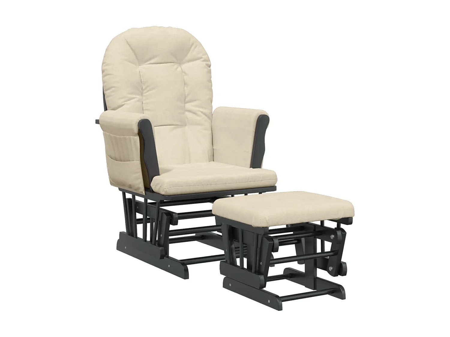 Chaise berçante avec repose-pied Blanc crème Tissu