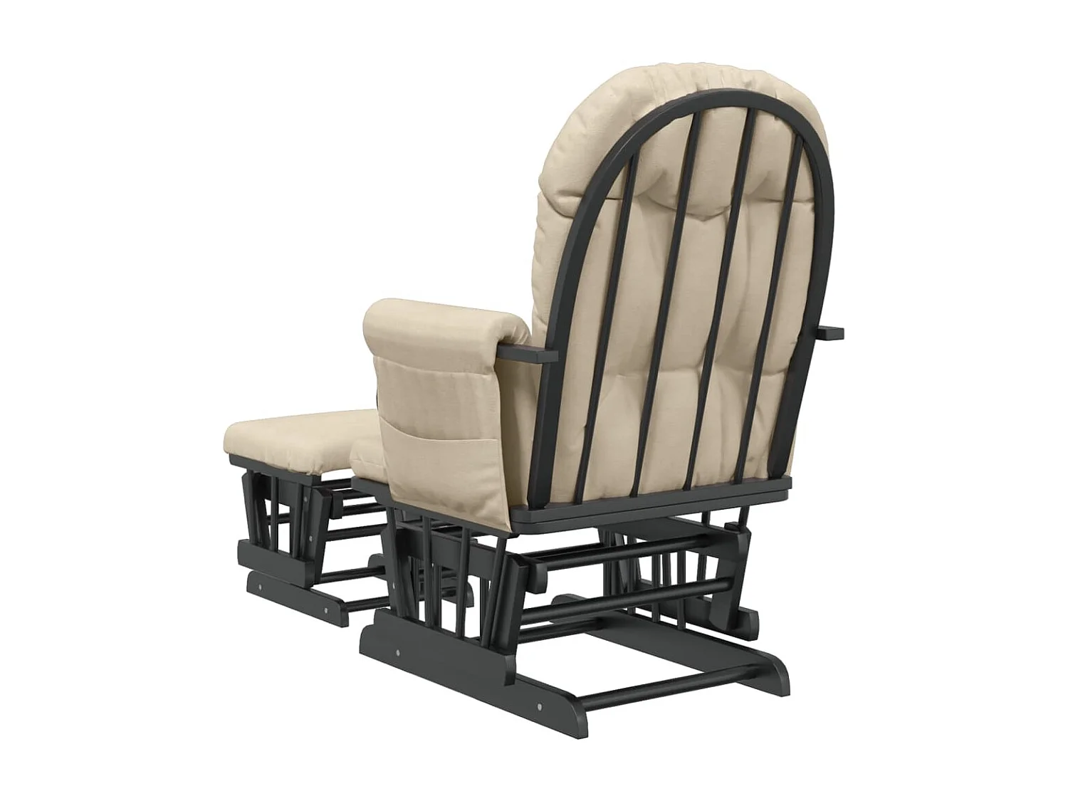 Chaise berçante avec repose-pied Blanc crème Tissu