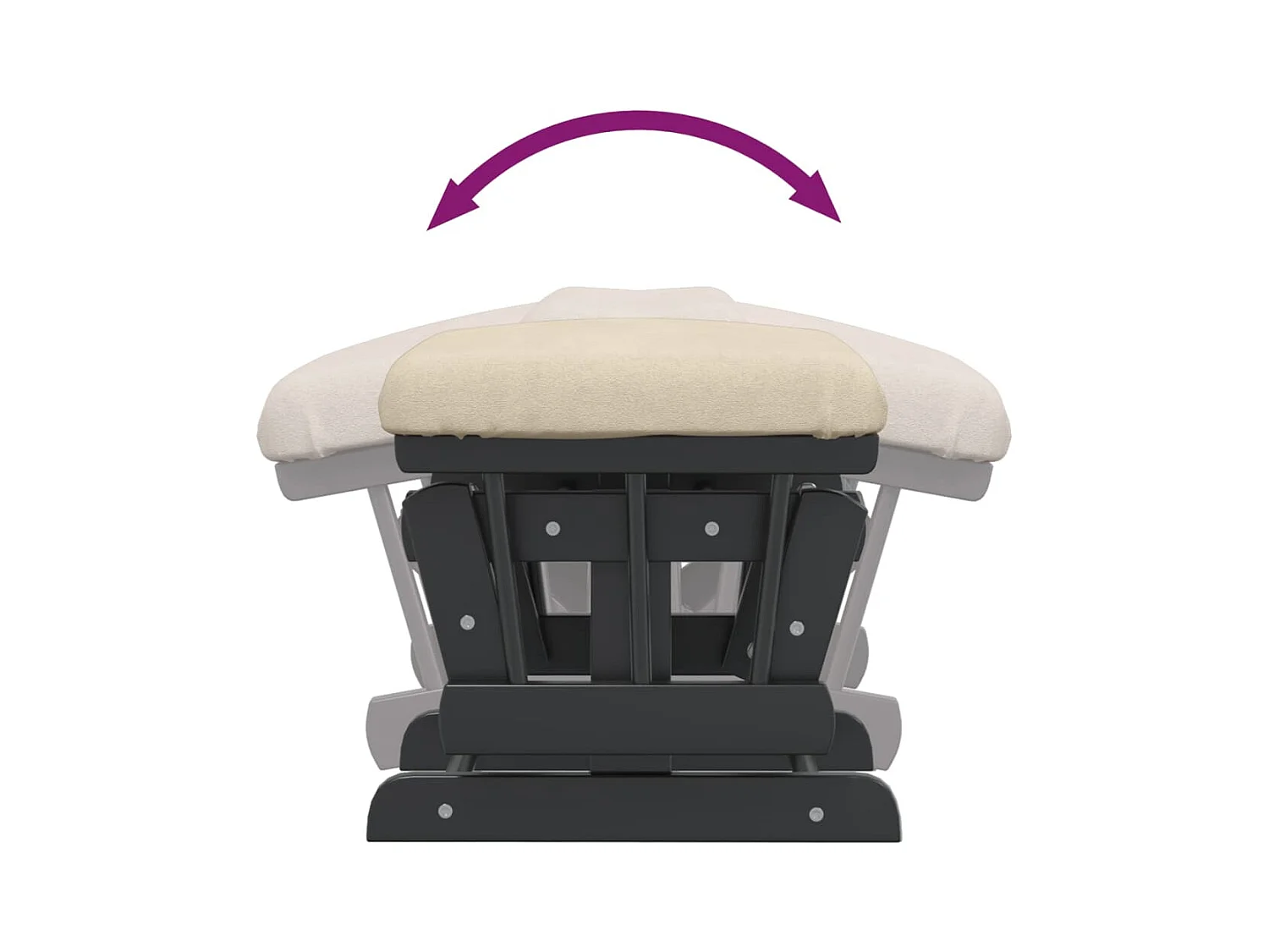 Schuifstoel met voetenbank stof crèmewit