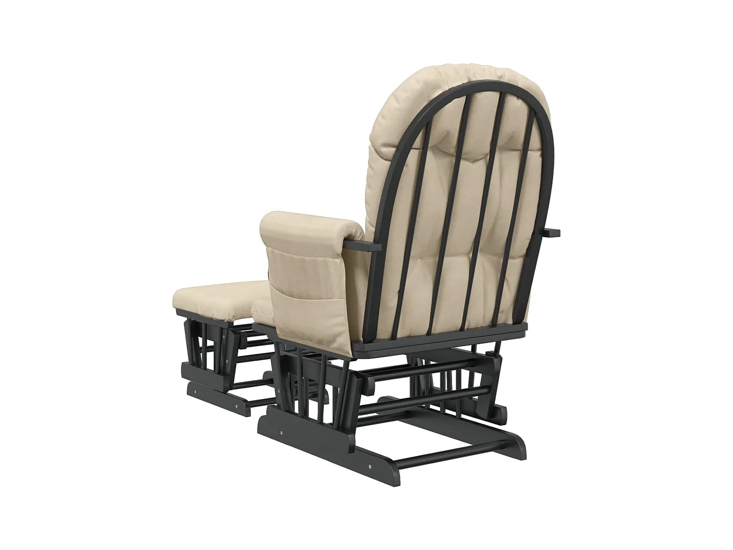 Schuifstoel met voetenbank stof crèmewit