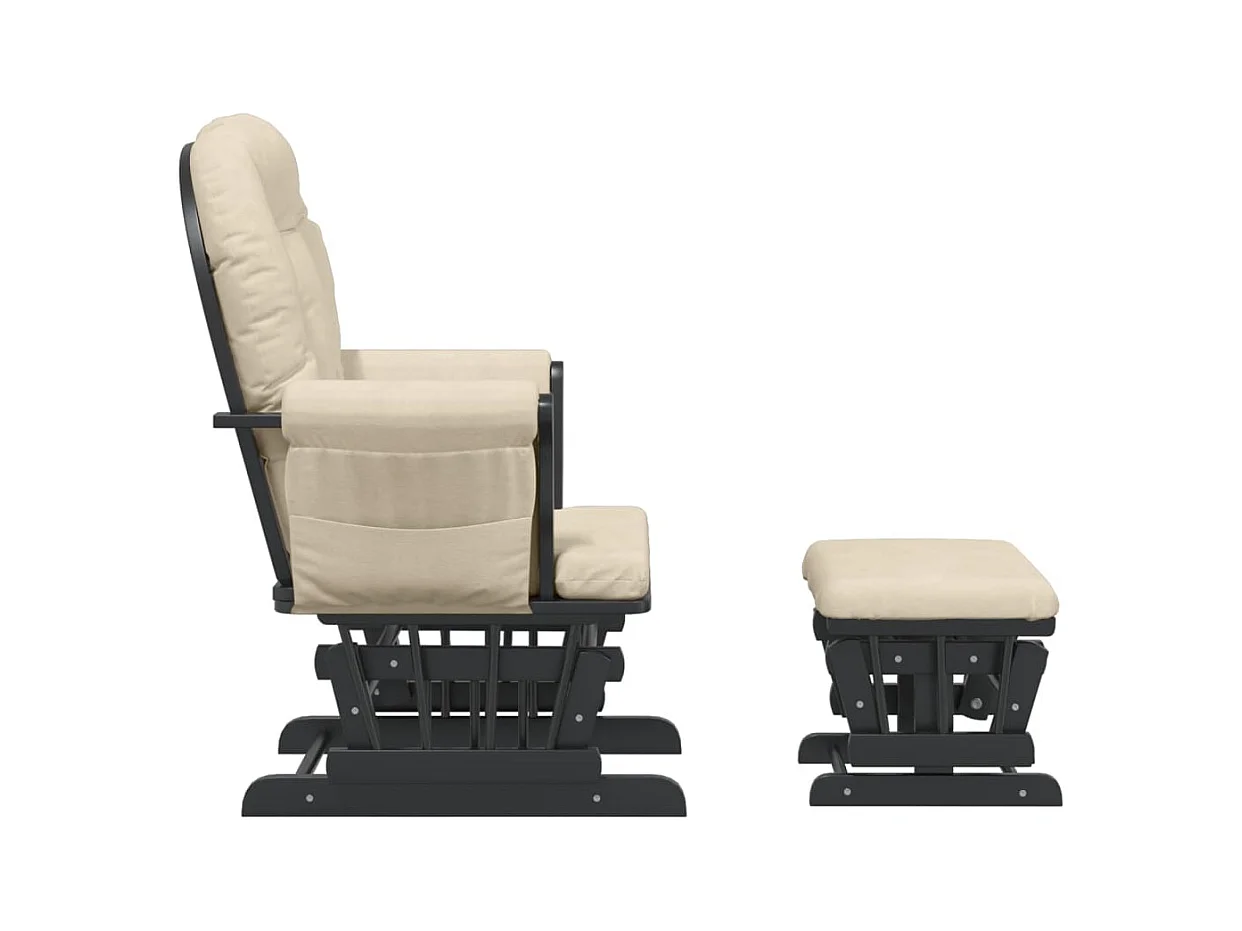 Schuifstoel met voetenbank stof crèmewit