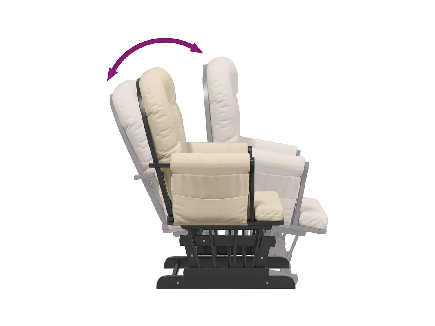 Schuifstoel met voetenbank stof crèmewit