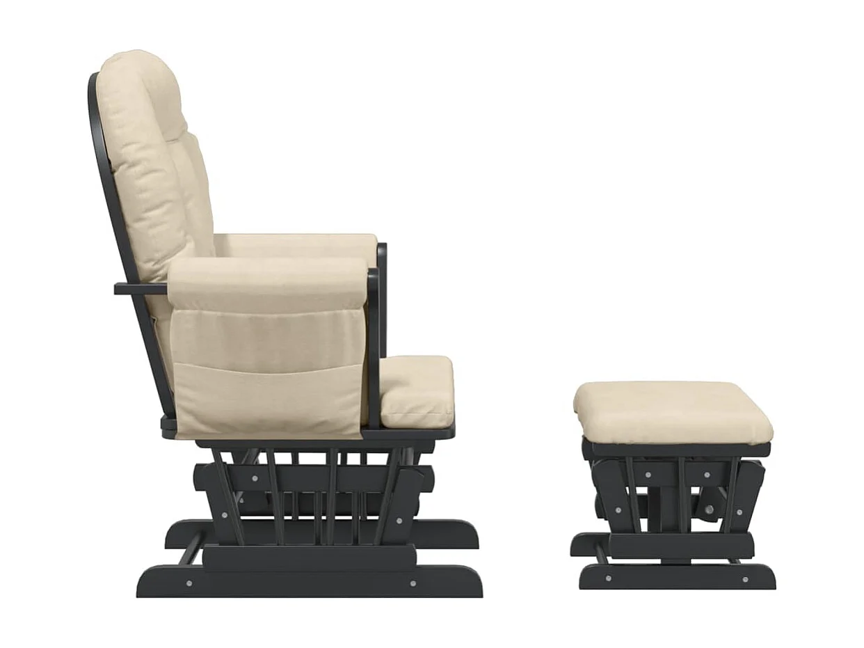 Chaise berçante avec repose-pied Blanc crème Tissu