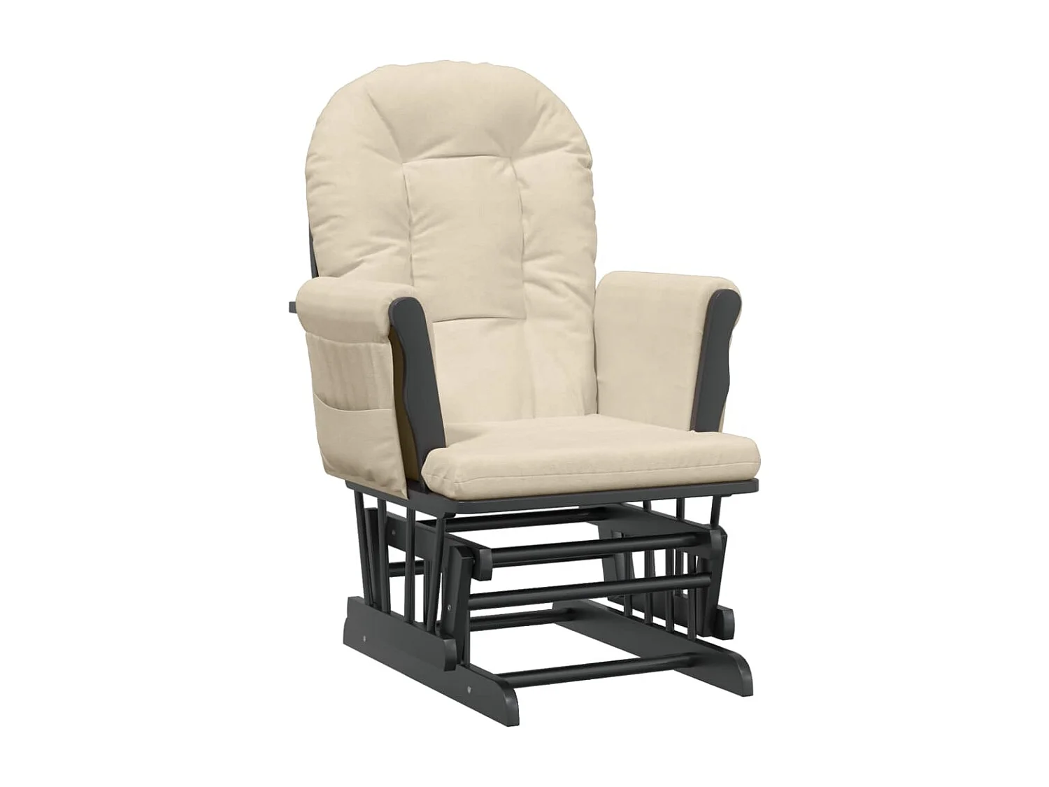 Chaise berçante avec repose-pied Blanc crème Tissu