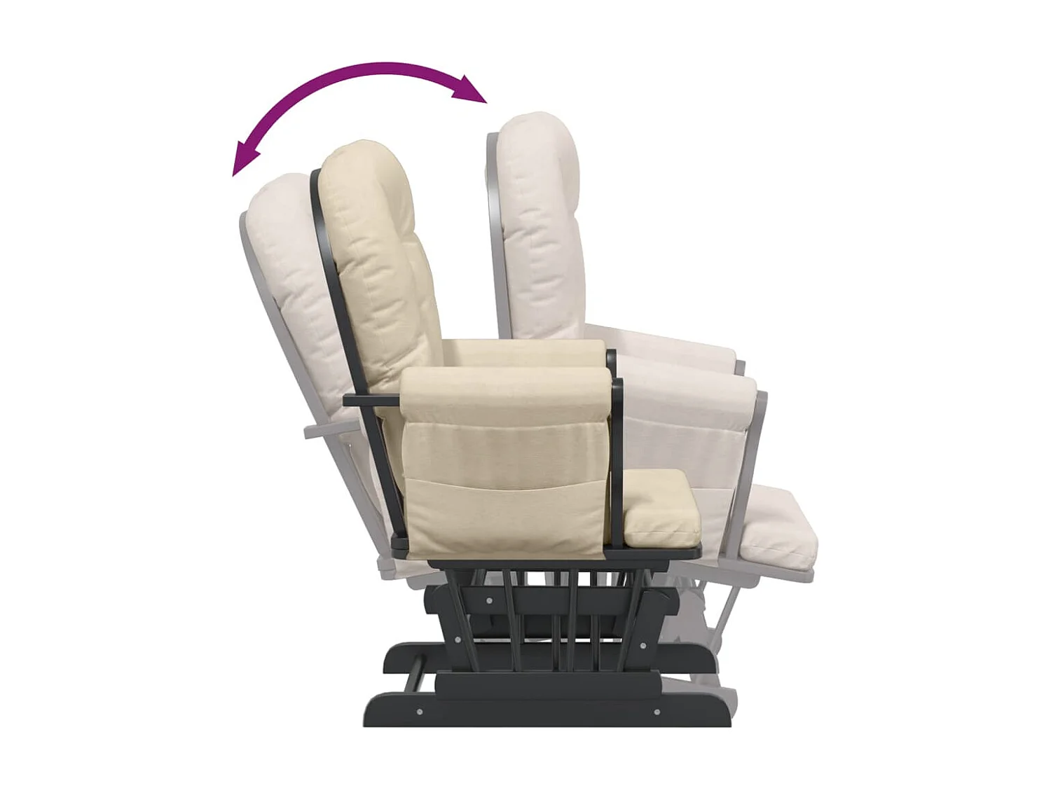 Chaise berçante avec repose-pied Blanc crème Tissu