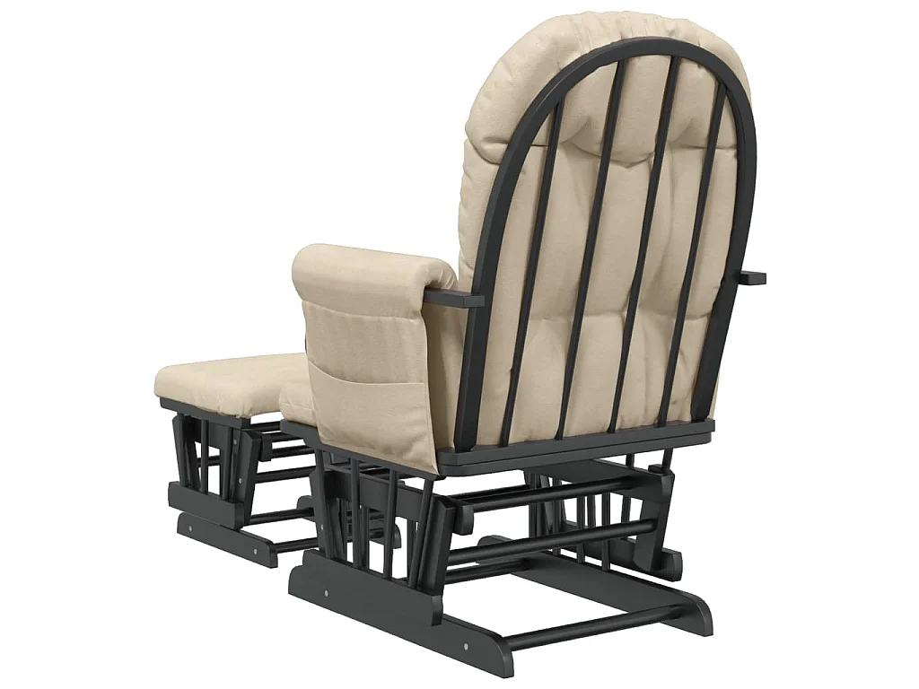 Poltrona Glider con Sgabello Bianco Crema in Tessuto