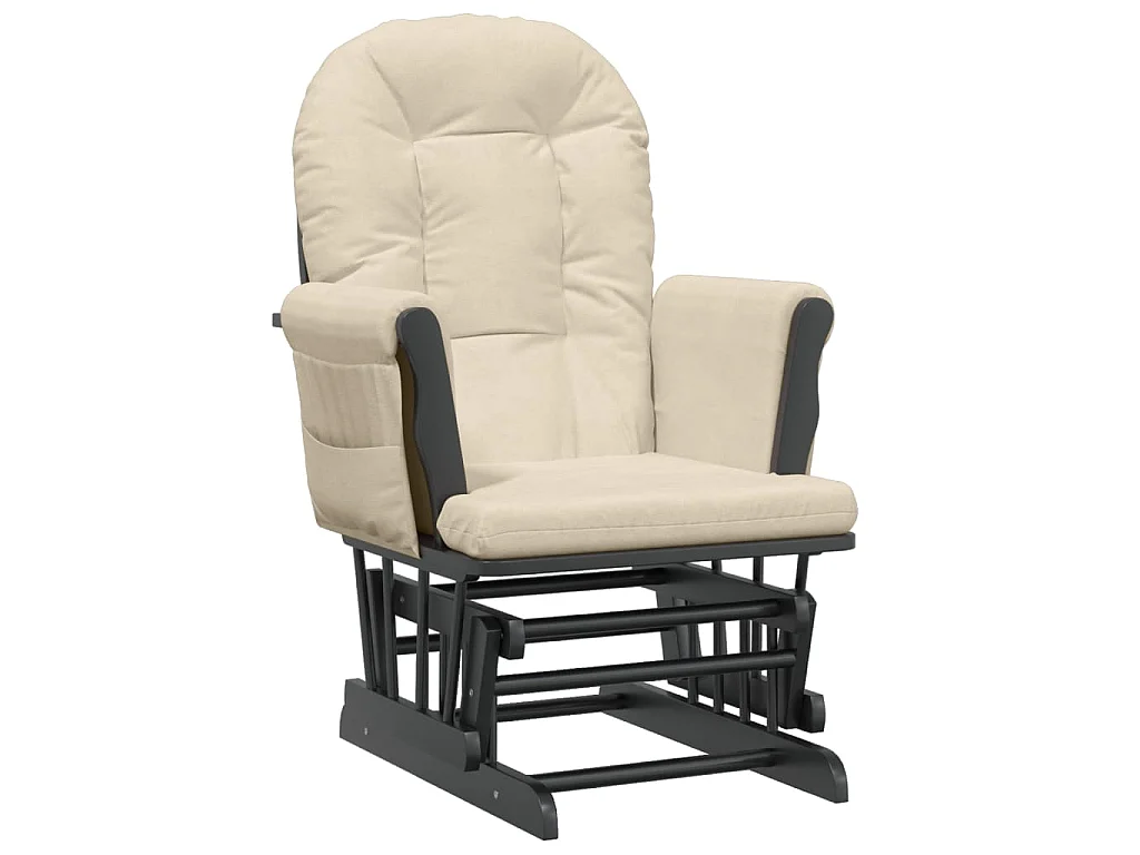 Poltrona Glider con Sgabello Bianco Crema in Tessuto