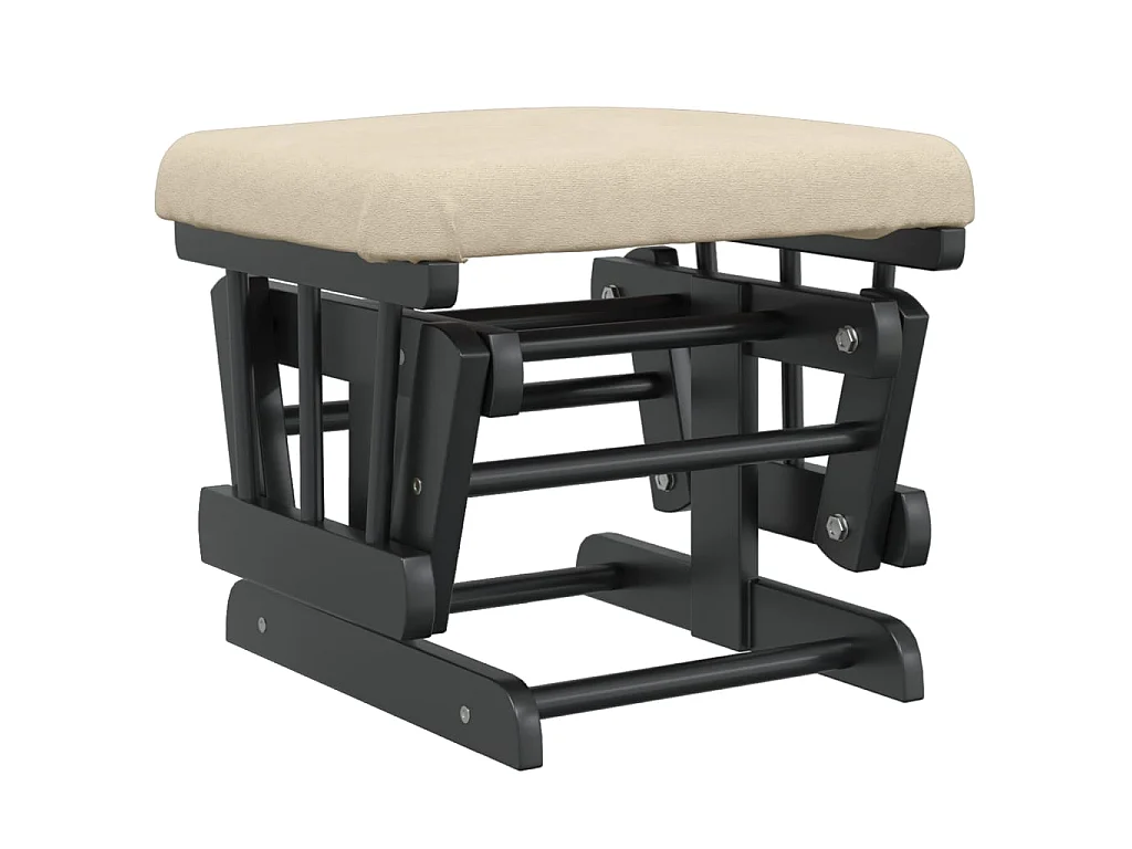 Poltrona Glider con Sgabello Bianco Crema in Tessuto