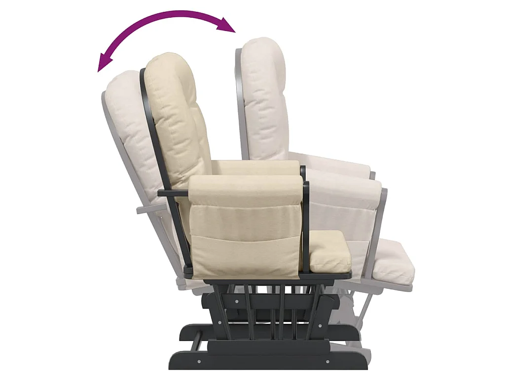 Poltrona Glider con Sgabello Bianco Crema in Tessuto