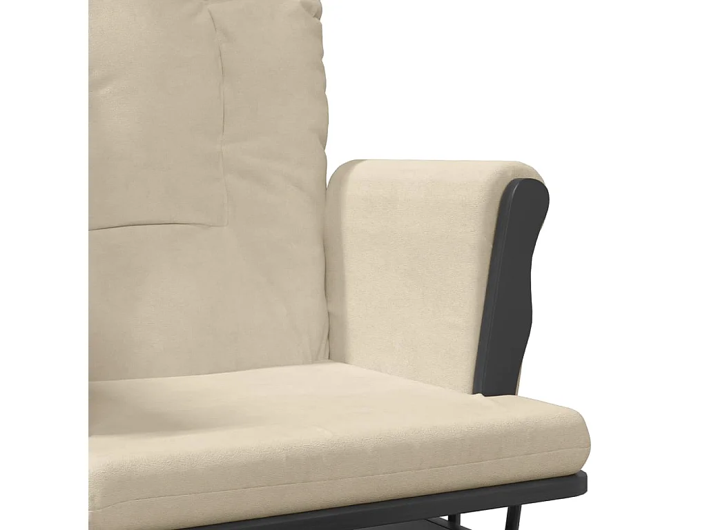 Poltrona Glider con Sgabello Bianco Crema in Tessuto