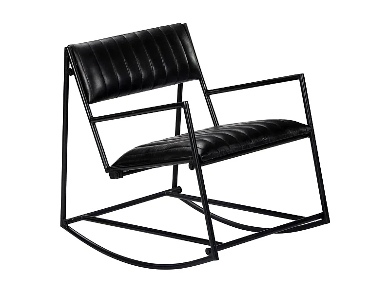 Chaise à bascule Noir Cuir véritable