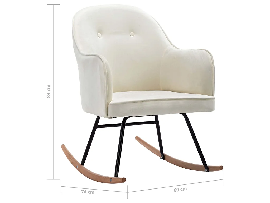 Sedia a Dondolo in Velluto Crema Bianco