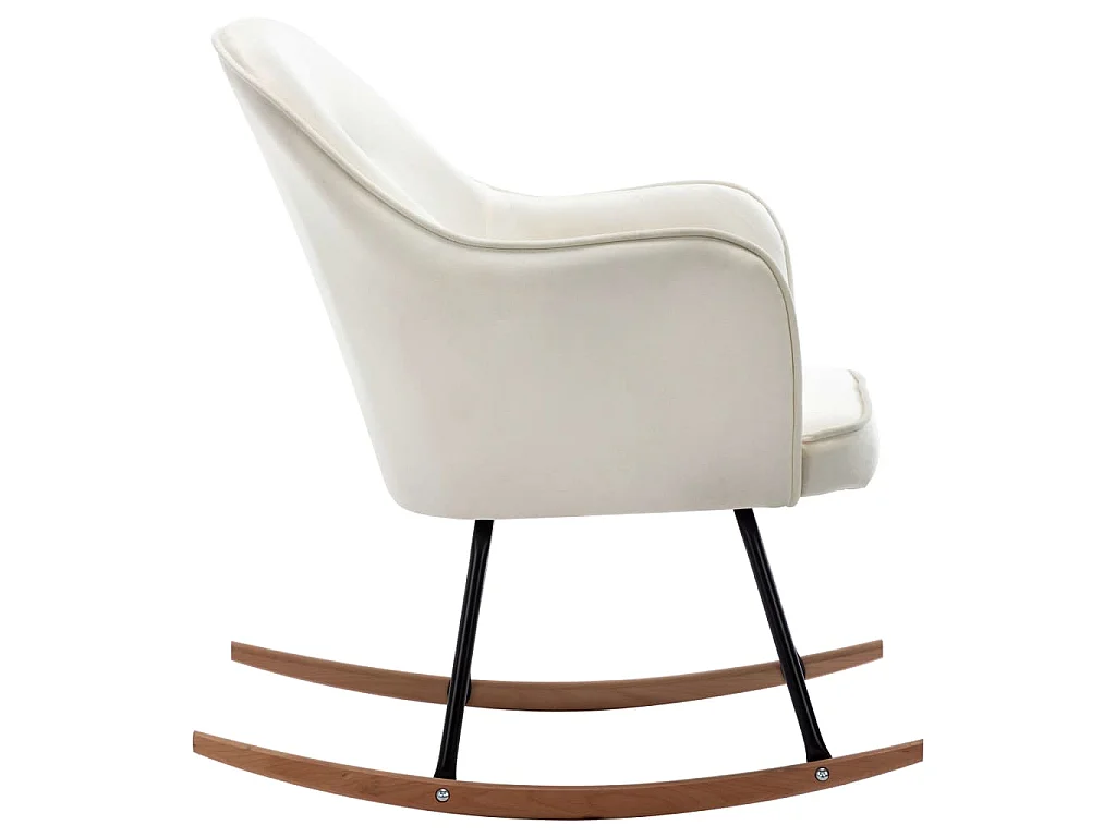 Sedia a Dondolo in Velluto Crema Bianco